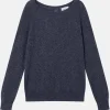 ABIGAIL pull col bateau goutte dos violet gris chiné