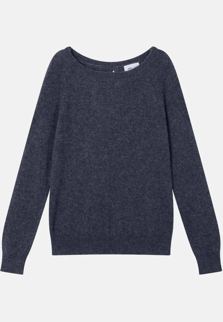 ABIGAIL pull col bateau goutte dos violet gris chiné