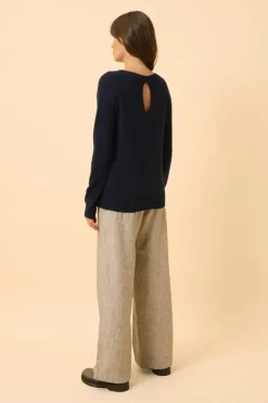 ABIGAIL pull col bateau goutte dos navy