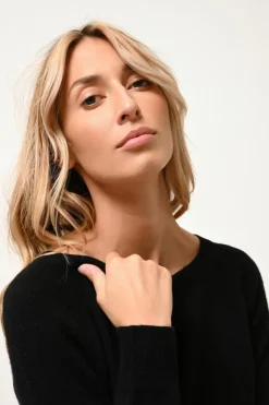 ABIGAIL pull col bateau goutte dos noir
