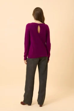 ABIGAIL pull col bateau goutte dos prune