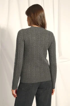 ALICE pull col rond anthracite chiné