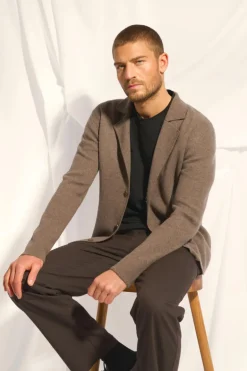ALVAR veste col tailleur taupe chiné