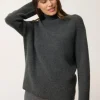 ALYSSA pull col montant carbone chiné