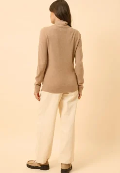 AMBRE pull col montant camel chiné