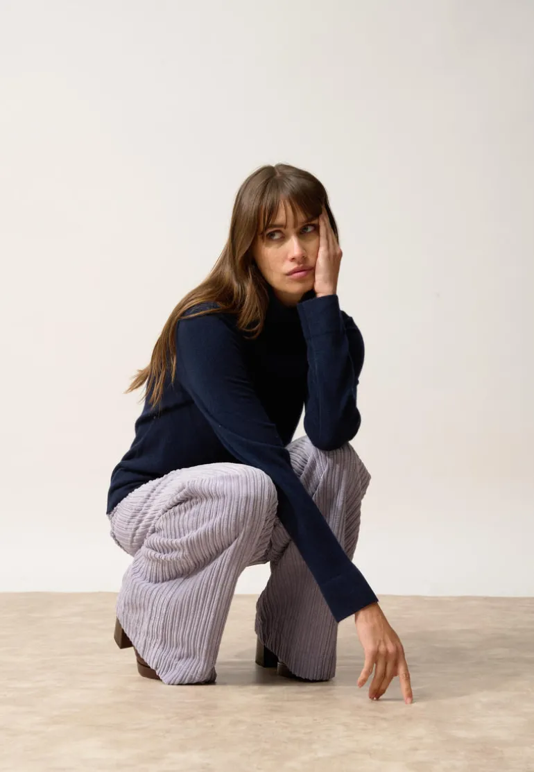 AMBRE pull col montant navy