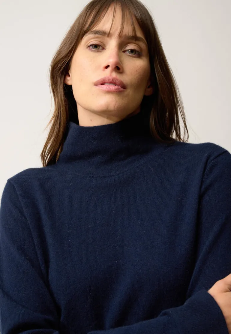 AMBRE pull col montant navy