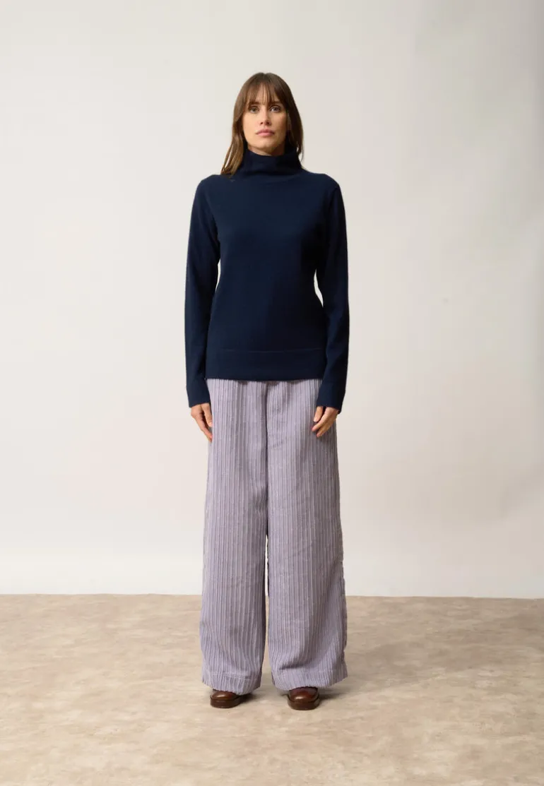 AMBRE pull col montant navy
