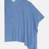 ASHLEY poncho col bateau bleu denim