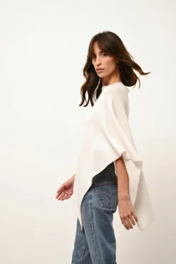 ASHLEY poncho col bateau ivoire