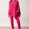 ASHLEY poncho col bateau fuchsia
