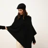 ASHLEY poncho col bateau noir