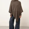 ASHLEY poncho col bateau taupe chiné
