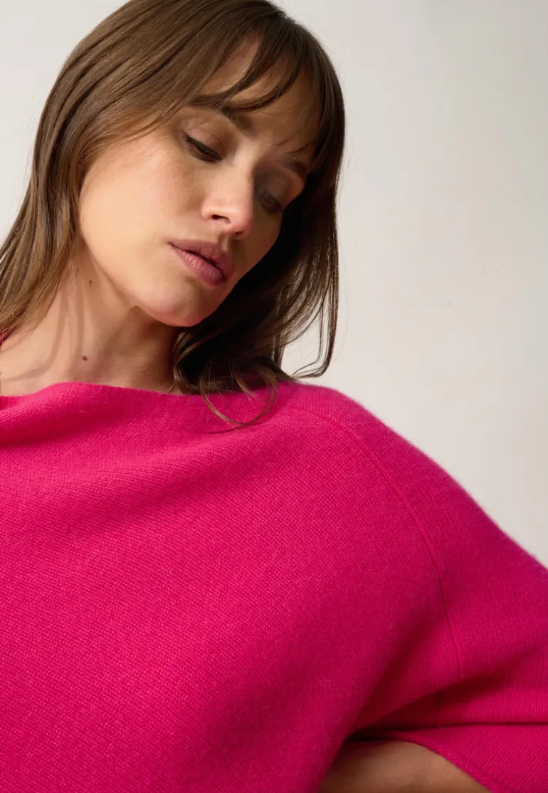 ASHLEY poncho col bateau fuchsia