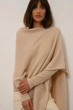 ASHLEY poncho col bateau sable