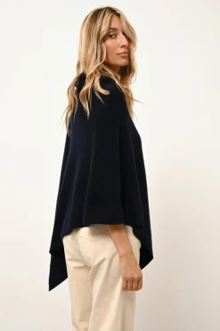 ASHLEY poncho col bateau navy