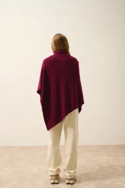 ASHLEY poncho col bateau bordeaux