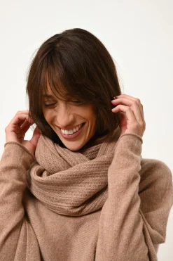 ASHLEY poncho col bateau camel chiné