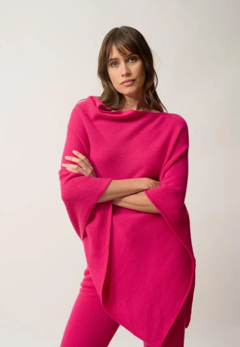 ASHLEY poncho col bateau fuchsia