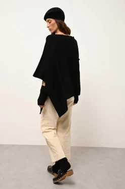 ASHLEY poncho col bateau noir