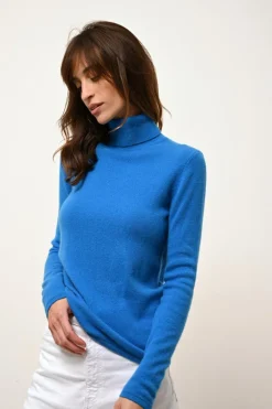 AVA pull col roulé azur