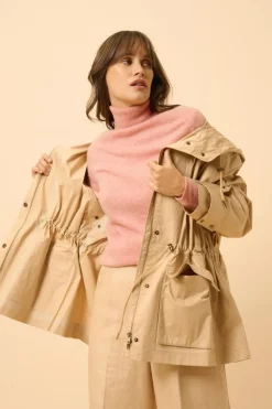 AVA pull col roulé corail chiné
