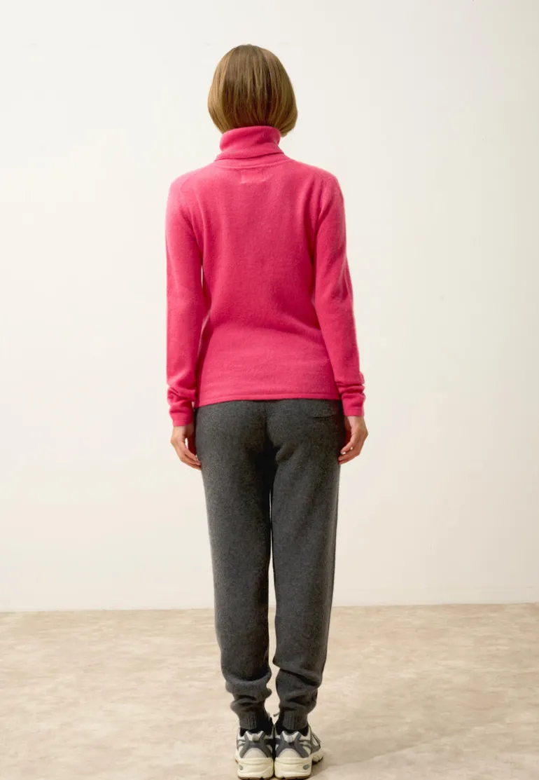 AVA pull col roulé fraise