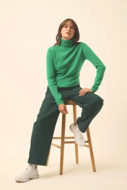 AVA pull col roulé menthe
