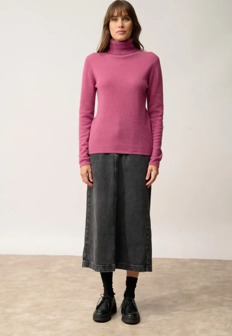 AVA pull col roulé orchidée