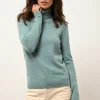 AVA pull col roulé vert chiné
