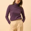 AVA pull col roulé violet chiné