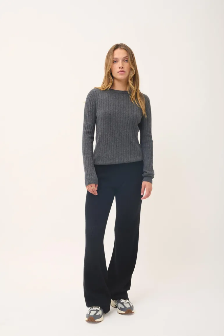 AVANA pull col rond anthracite chiné