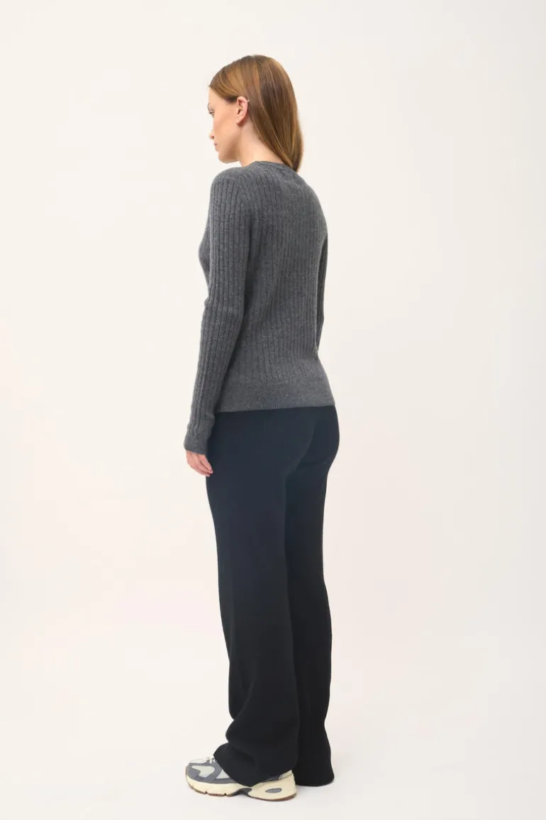 AVANA pull col rond anthracite chiné