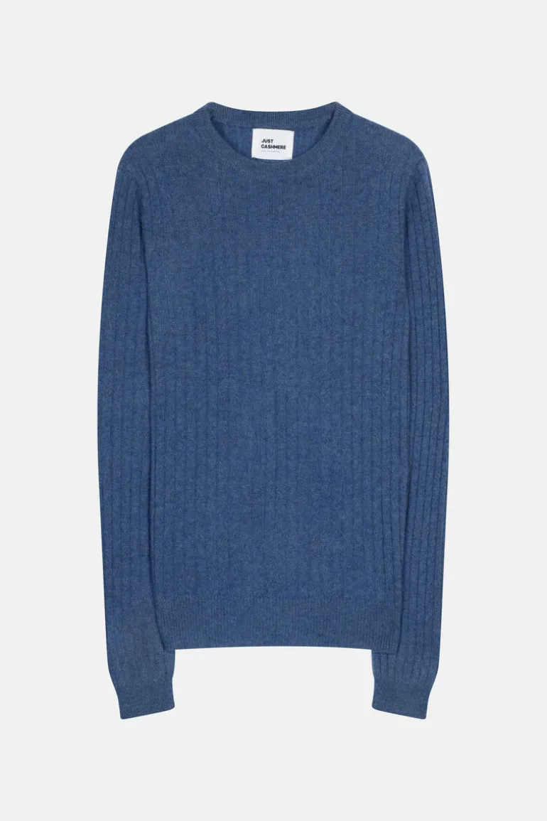 AVANA pull col rond bleu denim