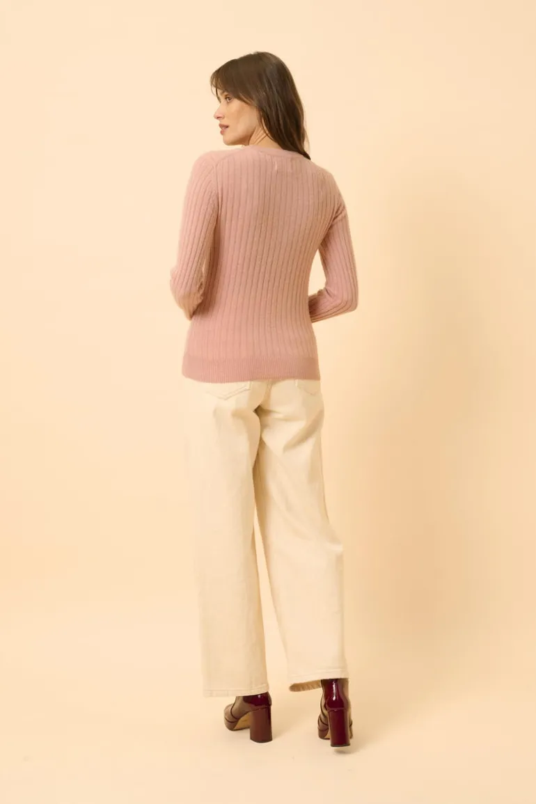 AVANA pull col rond bois de rose
