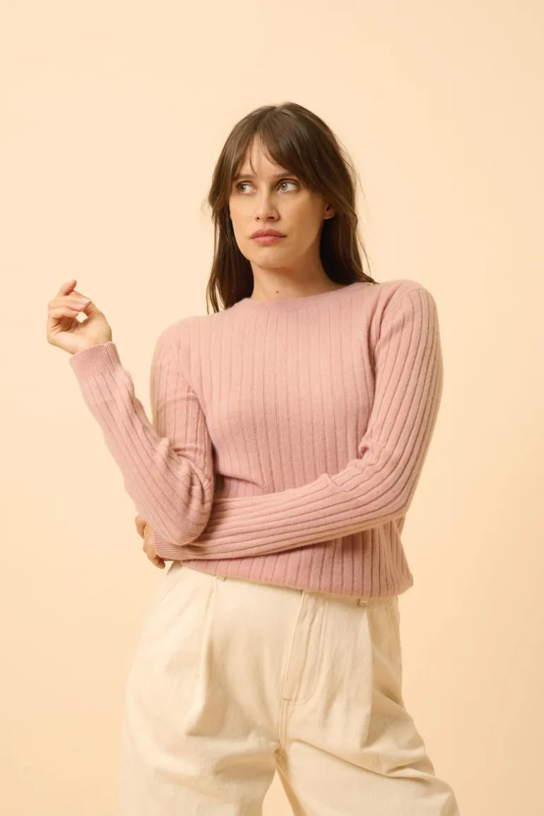 AVANA pull col rond bois de rose
