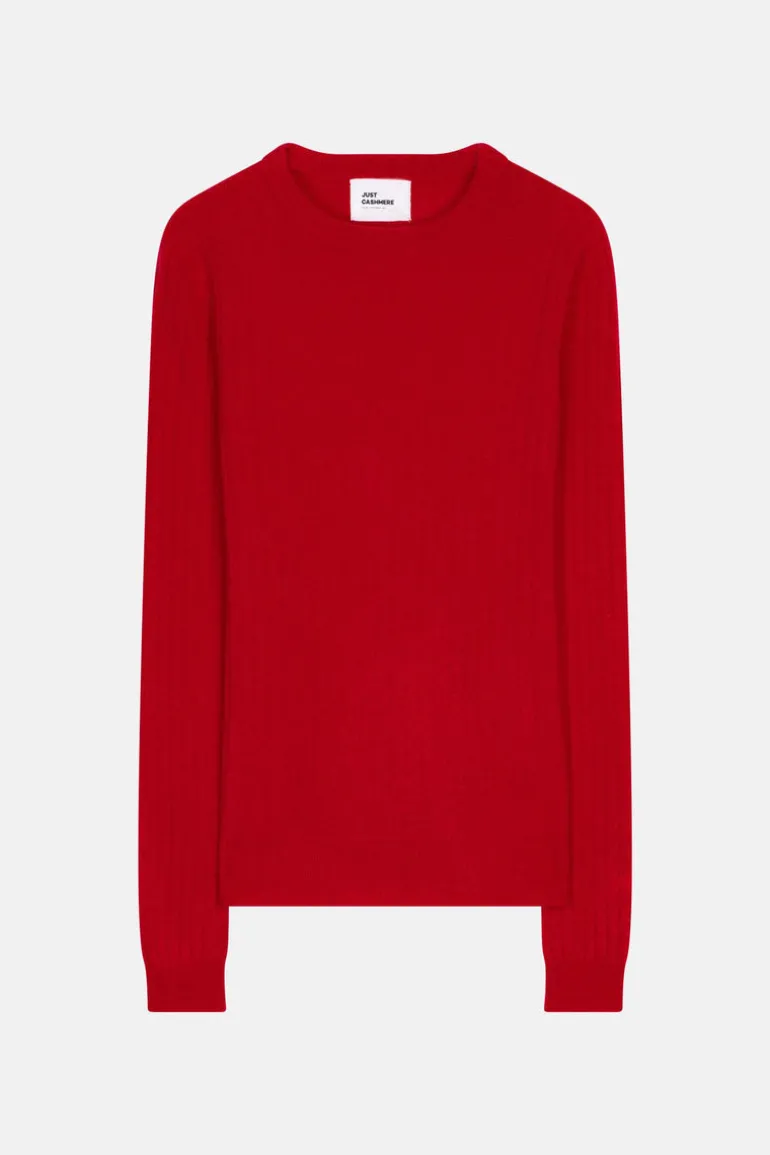 AVANA pull col rond rouge
