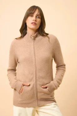 AYR gilet col montant camel chiné