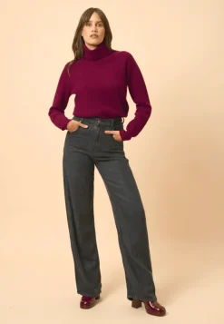 BILLY pull col roulé bordeaux