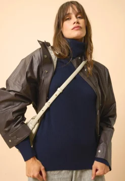 BILLY pull col roulé navy