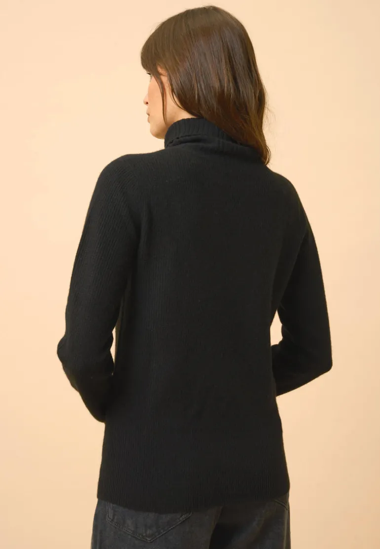 BILLY pull col roulé noir
