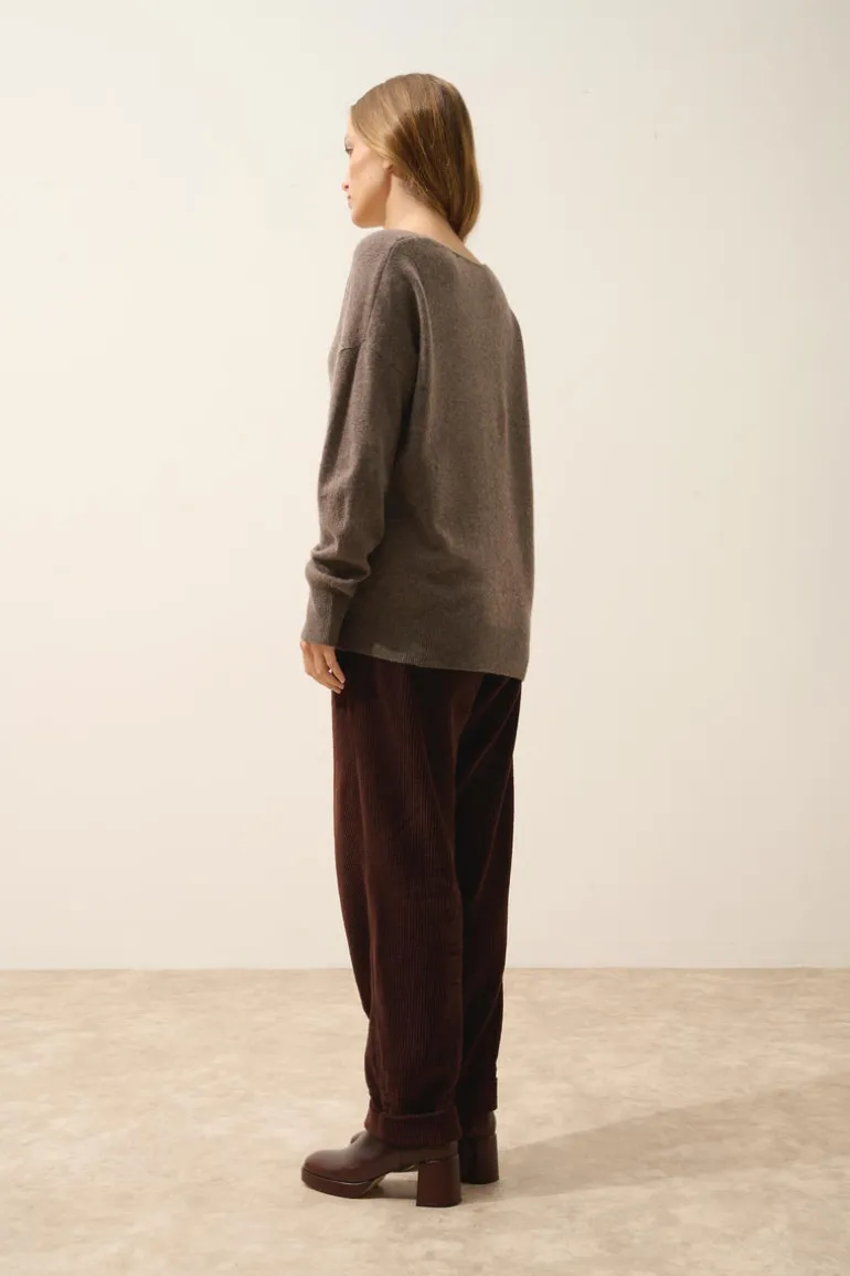 BIRSE pull col v taupe chiné