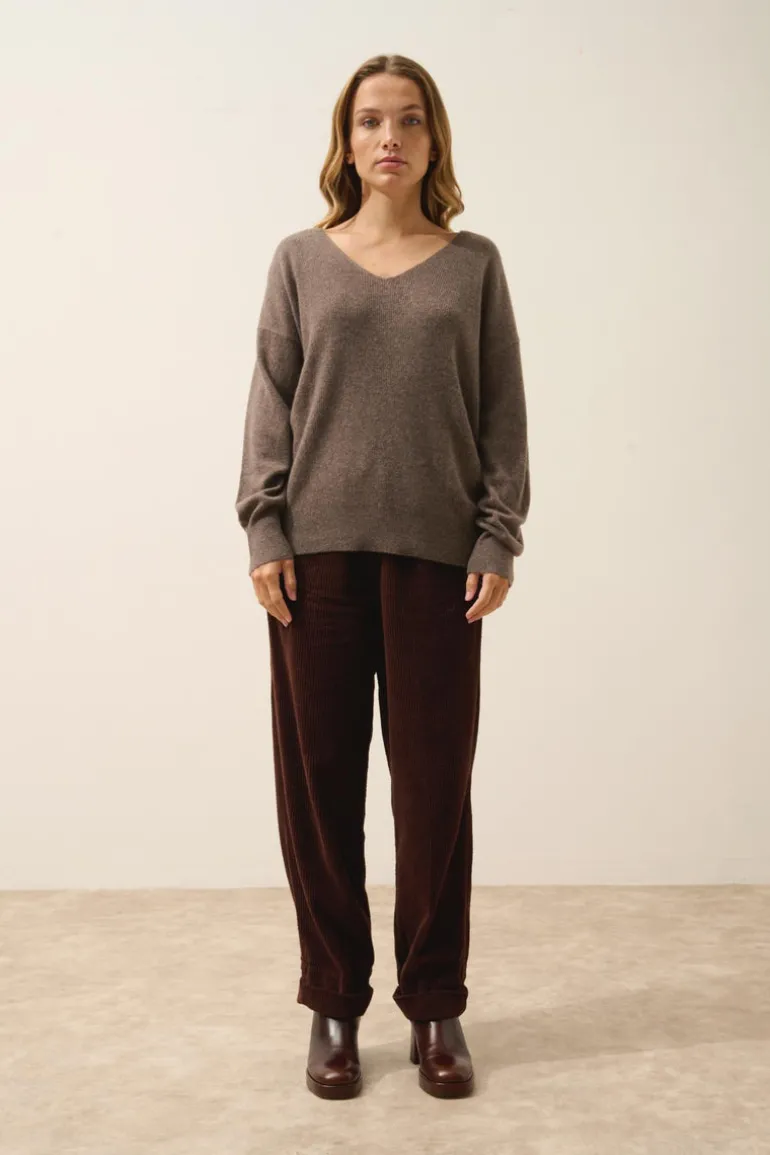BIRSE pull col v taupe chiné