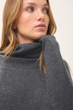 BLANTYRE pull col roulé anthracite chiné