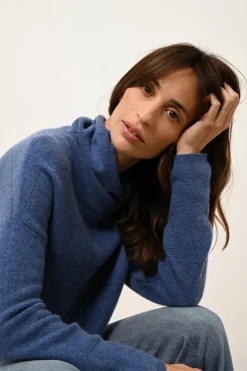BLANTYRE pull col roulé bleu denim