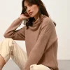 BLANTYRE pull col roulé camel chiné
