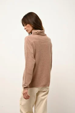 BLANTYRE pull col roulé camel chiné