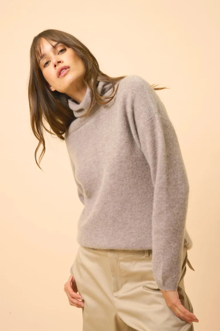 BLANTYRE pull col roulé caribou chiné