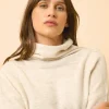 BLANTYRE pull col roulé gris perle chiné