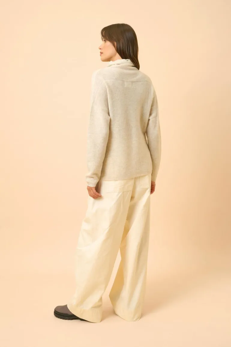 BLANTYRE pull col roulé gris perle chiné